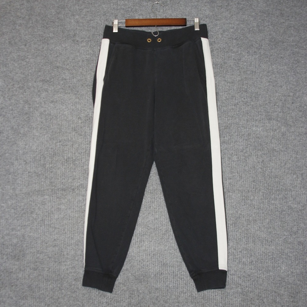 Lauren Ralph Lauren Jogger Sweatpants Women M Black Label White Stripe Side Trim